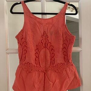 Dolce Vita Coral Lace Sleeveless Peplum Top